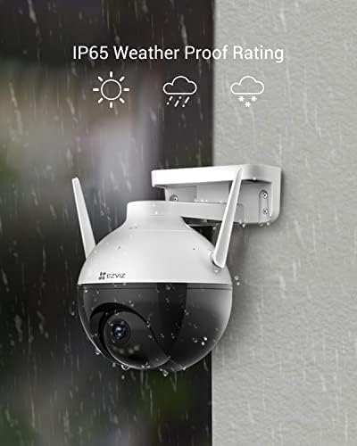 Безбедносна камера Ezviz Надворешно, 4MP WiFi Camera Pan/Tilt, 360 ° Визуелно покритие, IP65 водоотпорна, ноќно гледање во боја,