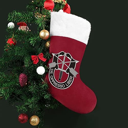 Армиски специјални сили лого Божиќни чорапи порибување на Божиќни дрво санта украси што висат украси за одмори од камин 16,5 “