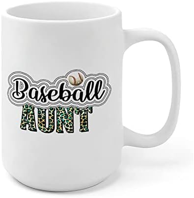 Керамичко кафе кригла бејзбол тетка семејство леопард печати бел сјајно кригла подарок за него или неа, Светски куп 2022 кафе кригла, керамичко