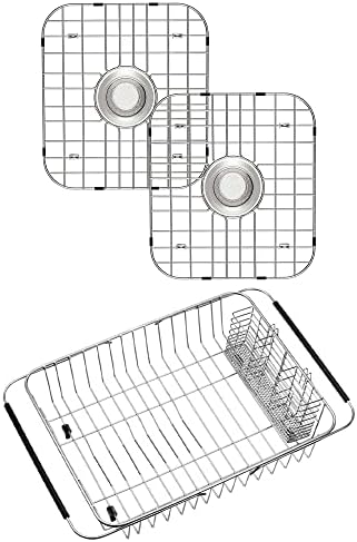 Заштитни мијалник Sanno Gird for кујнски мијалник, долната решетка со аголен радиус центрирана од сад за садови за сушење на садови