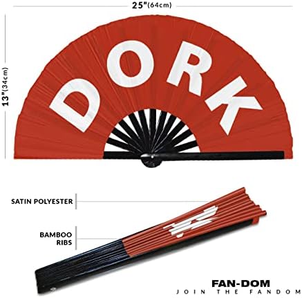 Dork Hand Fan Fan Foldable Bamboo Circuit ann fan fan Смешно гаг сленг зборови изрази изјава подароци на фестивали додатоци rave рачно
