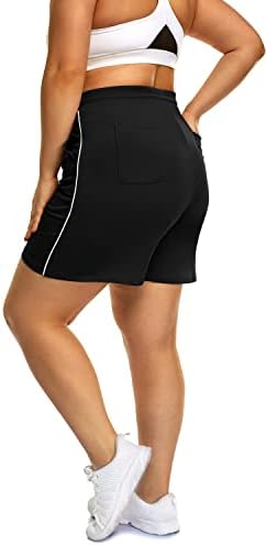 Poseme женски плус големина, кои трчаат шорцеви Обични летни атлетски тренинзи, шорцеви со висока половината за јога салон панталони