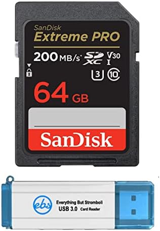 Sandisk 64GB Екстремни Про Sd Мемориска Картичка Работи Со Panasonic Mirrorless Камера Lumix DC-S5II И Lumix DC-S5IIX Пакет со 1 Сѐ, Но Stromboli 3.0 Микро &засилувач; Sd Картичка Читач