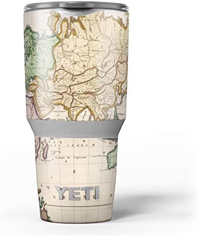 Дизајн Скинц Гроздобер Гранд океански мапа - Комплет за винил за завиткување на кожата компатибилен со чашите за ладење на ладилникот Јети