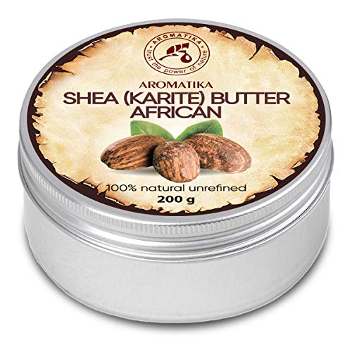 Ароматика Ша путер ладно притиснато 7oz - нерафиниран африкански шеа путер - Гана - чиста и природна - најдобра за коса - кожа - усна