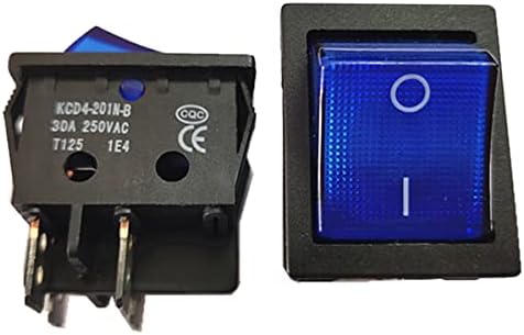 Прекинувач за копче за притискање 30A 250VAC 2SLIDES 4PIN SWITCH/OFF SWITCH 25x31mm прекинувач за вклучување со сина ламба за индикација,