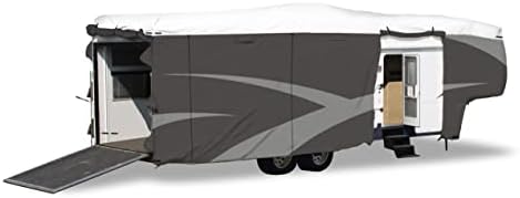 ADCO 36855 Дизајнерски серии Олефин HD Покриеност на приколка со петти тркала 31 '1 - 34', сива/бела боја