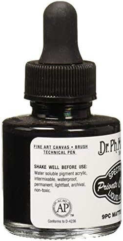 Спектралитска приватна колекција на д -р Мартин течна акрилична шише со боја, 1,0 мл, мат црно