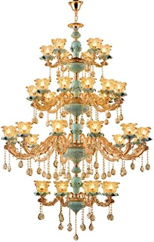 Голем лустер за кристална ламба во европски стил во европски стил, ламба за дневна соба во француски три-приказна вила од средниот кат