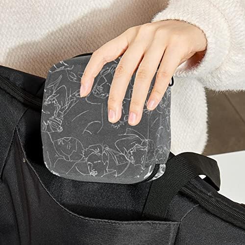 Оријукан санитарна торба за складирање на салфетка, преносна менструална подлога за патенти, торбичка за складирање на тампон за жени девојки, апстрактни линиски ?