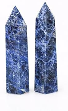 FOPURE 1PC 80mM-90mm Природно сино сулитско духовно кварц камења кристали кула точка природни камења и минерали