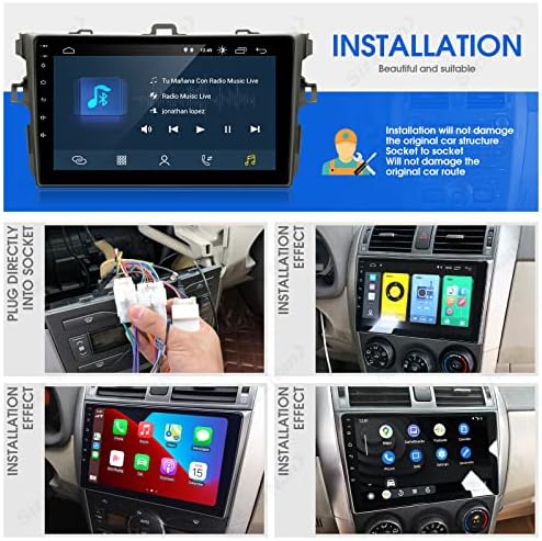 Sizxnanv За Corolla Android 10 Екран На Допир Компатибилен Со Carplay Android Auto, Автомобил Радио Стерео Bluetooth Навигациски Медиа Плеер