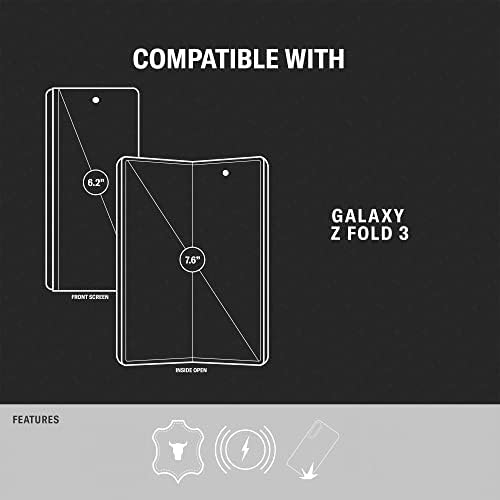 Торо Телефон Случај Компатибилен Со Samsung Galaxy Z Fold3 5G-Премиум, Вистинска Кожа Покритие, Магнетно Затворање Со S Пенкало Носителот
