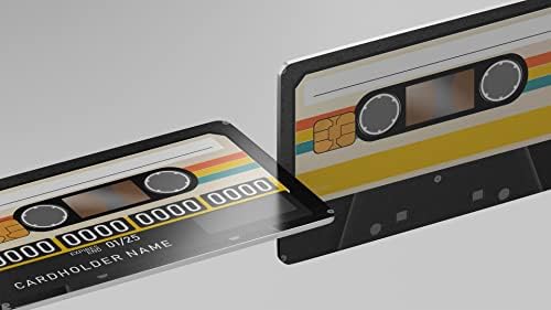 Налепница 4PCS/Поставете картички со ретро стил на касета со касети -налепница за винил за кредит, дебитна, картичка за транспорт,