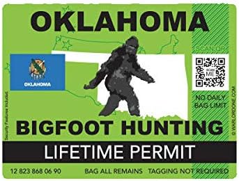 EW Designs Oklahoma Bigfoot Hunting дозвола налепница декларација винил sasquatch доживотен век налепница налепница винил налепница автомобил