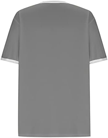 Women'sенски врвови симпатична срцева графичка кошула за одмор трендовски бејзбол мама маички кратки ракави екипаж на вратот на вратот обични