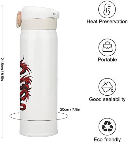 Црвен црн змеј изолација со шише со вода од не'рѓосувачки челик Изолиран спортски чаша за кампување за патувања на отворено 350 мл