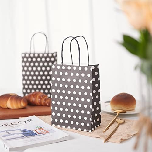 Цини за хартија од црна Крафт 8.2x5.9x3 инчи 18 парчиња хартиени кеси, торби за подароци забава за забава торбички торби со бонбони со рачка.