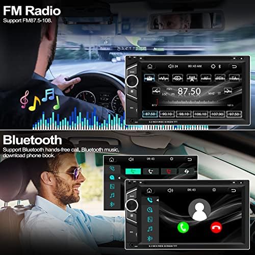 Двоен Дин Автомобил Стерео со Двд Репродукција 6.2 инчен Екран На Допир Аудио Apple CarPlay Android Auto Bluetooth 4.2 FM РАДИО USB &засилувач;