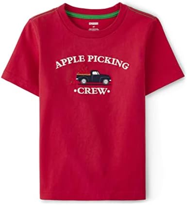 Gymboree Boys и дете извезени графички маици со кратки ракави, екипа за избор на јаболка, 7