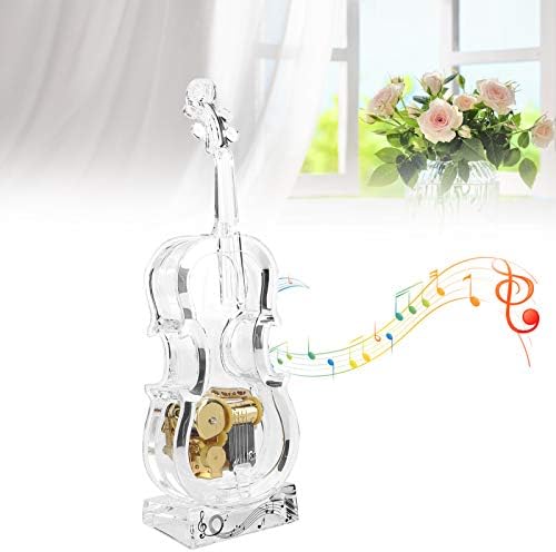 Механичко часовници музички кутии во форма на виолончело во форма на транспарентна акрилна музичка кутија Музички инструмент модел