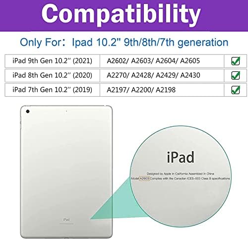 СОФУНМОКИ случај за iPad 9 -ти/ 8 -та/ 7 -та генерација 10.2 инчи 2021 2020 2019 Покријте го бесплатното гледање на аголот
