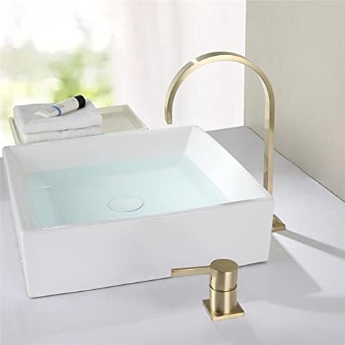 Басен тапа со четка од златна бања со две дупки тапа за мијалник за бања 360 тапа за ротирачки слив