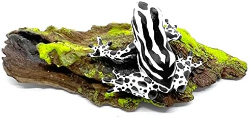 SsjShop жаба епоксидна природна дрво рачно насликани фигурини смола животни колекционерски подарок домашен декор, бело црно