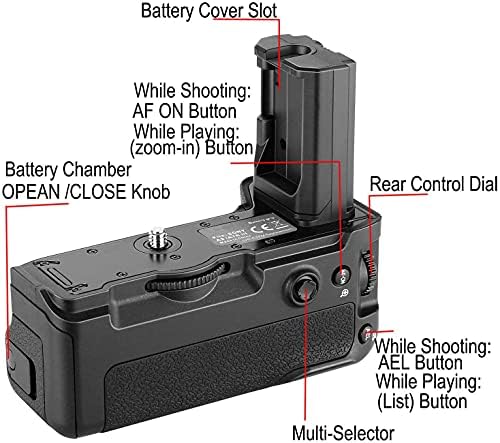 Вертикална зафат на батеријата за Sony A9 A7III A7RIII фотоапарати, замена за Sony VG-C3em со 2 пакувања 7.2V 2280mAh 16.4Wh Полнење на