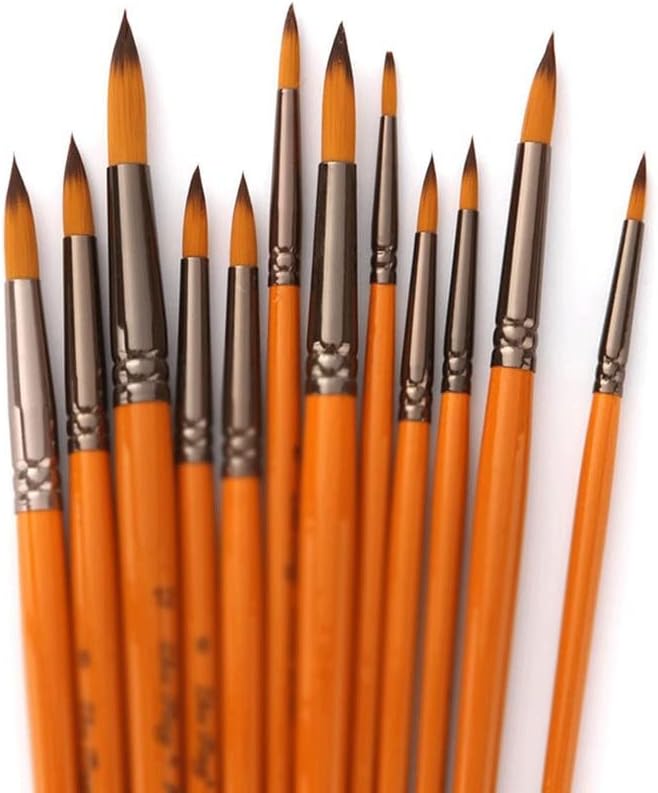 N/A 12 парчиња/поставени уметнички пенкала, најлонски четки за боја на дрво за акварелно масло за сликање Уметнички материјали за