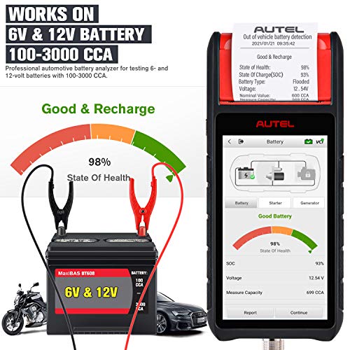 Autel Tester Battery Maxibas BT608, 2023 надграден на BT508/ BT506, сите системски дијагностички како MK808S/ MK808, регистрација на батерии,