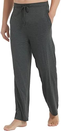 Gys Mens Bamboo Pajama Pantans Side Relet Sleep Pants удобни долги pj Bottons CrutString Lounge Pant со џебови џемпери за џемпери