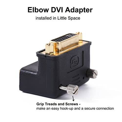 DTECH DVI адаптер 90 степени DVI-I Femaleенски до DVI-D машки конвертор на конектор за десен агол инсталиран во малку простор 1080p