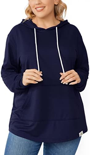 Zerdocean Womensенски плус големина на обични џемпери на џуџиња од туники врвови за влечење на влечење со џебови со џебови