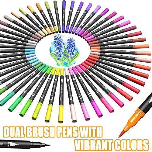 Пенкало за четка со двојни врски, 48 пенкала за калиграфија во боја, маркери со двојни врвови за книги за боење на деца за