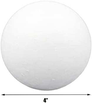 ДНБ 6 инчни топчиња од пена - 4 парчиња 6 '' 'Стиропоум топка мазна бела тркалезна занаетчиска занаетчиска топка за занаетчиски материјали