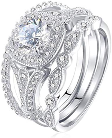 Женска елегантна принцеза исечете кубни цирконија невестински прстени постави гроздобер роденденски накит прстен за венчавки