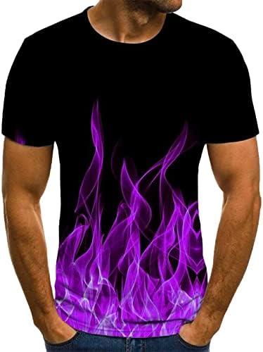 Летни маици за мажи со кратки ракави 3Д пламен печатени кошули екипаж вратот тенок спорт обичен пулвер маички блузи блузи врвови