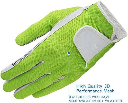 WSSBK 10 парчиња голф на ракавици мажи лева рака дише 3D перформанси решетки што не се лизгаат на ракавици за голф-влакна