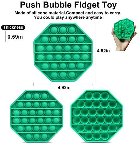 Pop Fidget играчка ефтина, меур поп -фитгет играчки за олеснување на играчките, играчки за фигури за вознемиреност （октагон, зелена）