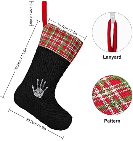 Рачно печатење Божиќни секвенци за порибување семејни чорапи Декори за дрво слатко висечки украси украси за Божиќ 9,9 x 13.2