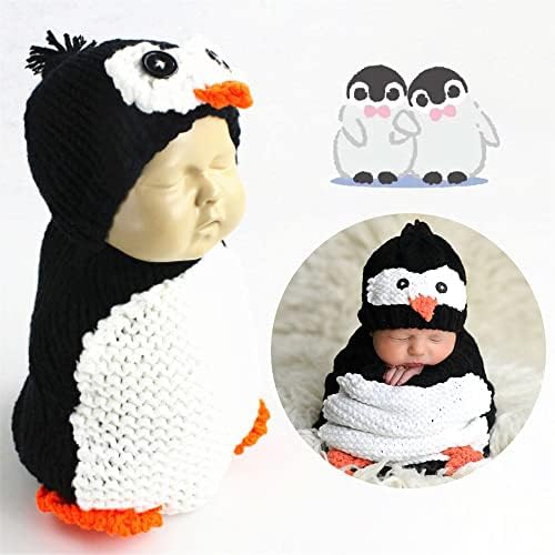 Унисекс новородено бебе фотографија реквизити симпатична пингвин торба за спиење за Ноќта на вештерките