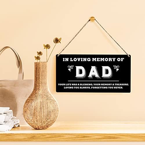 Тато Меморијален знак подарок фарма куќа во ovingубовна меморија на тато, вашиот живот беше благослов дрвен виси знак плакета wallидна уметност