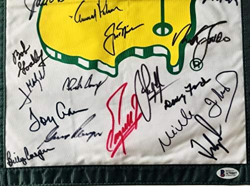 Мастерс голф шампиони потпишано знаме Џек Никлаус Арнолд Палмер гери играч фил микелсон бекет лоа