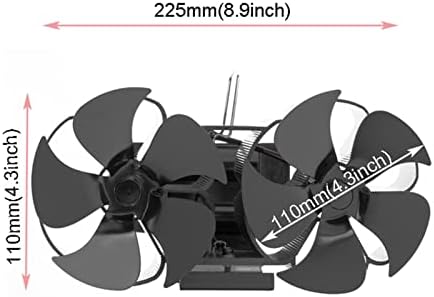 Линлин Црн Камин Вентилатор со 10 Ножеви. Греење Шпорет Вентилатор Не Треба Најавите Режач Тивок Вентилатор