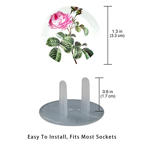 Покриен приклучок за пролетни цвеќиња од роза опфаќа 12 пакувања - приклучоци за безбедност на бебето - издржливи и стабилни - Дете ги докажуваат вашите места лесно в