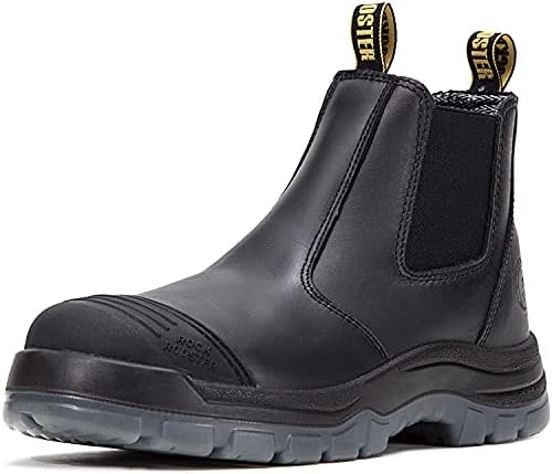 Работни чизми Rockroster за мажи, челични пети од 6 инчи, лизгајте се на безбедно подмачкани кожни чевли, статичко дисипативно, дишење, брзо