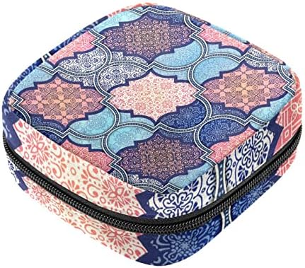 Држач за тампони за чанта, преносен држач за женска менструација, шарена апстрактна етничка шема симпатична санитарна торба за складирање