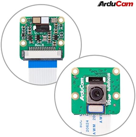 Arducam 16MP Autofocus Raspberry Pi Camera Module со ABS Case, IMX519 16 Megapixel со висока резолуција автофокус камера за сите модели на Raspberry