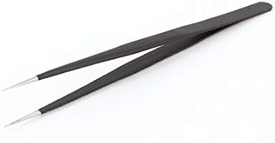 X-Ree 140мм 5,5 Долг црн метал полиран врв директно анти-статички пинцети пилски рачен рачен алатка (140мм 5,5 '' долга црна метална луцидо Пунта